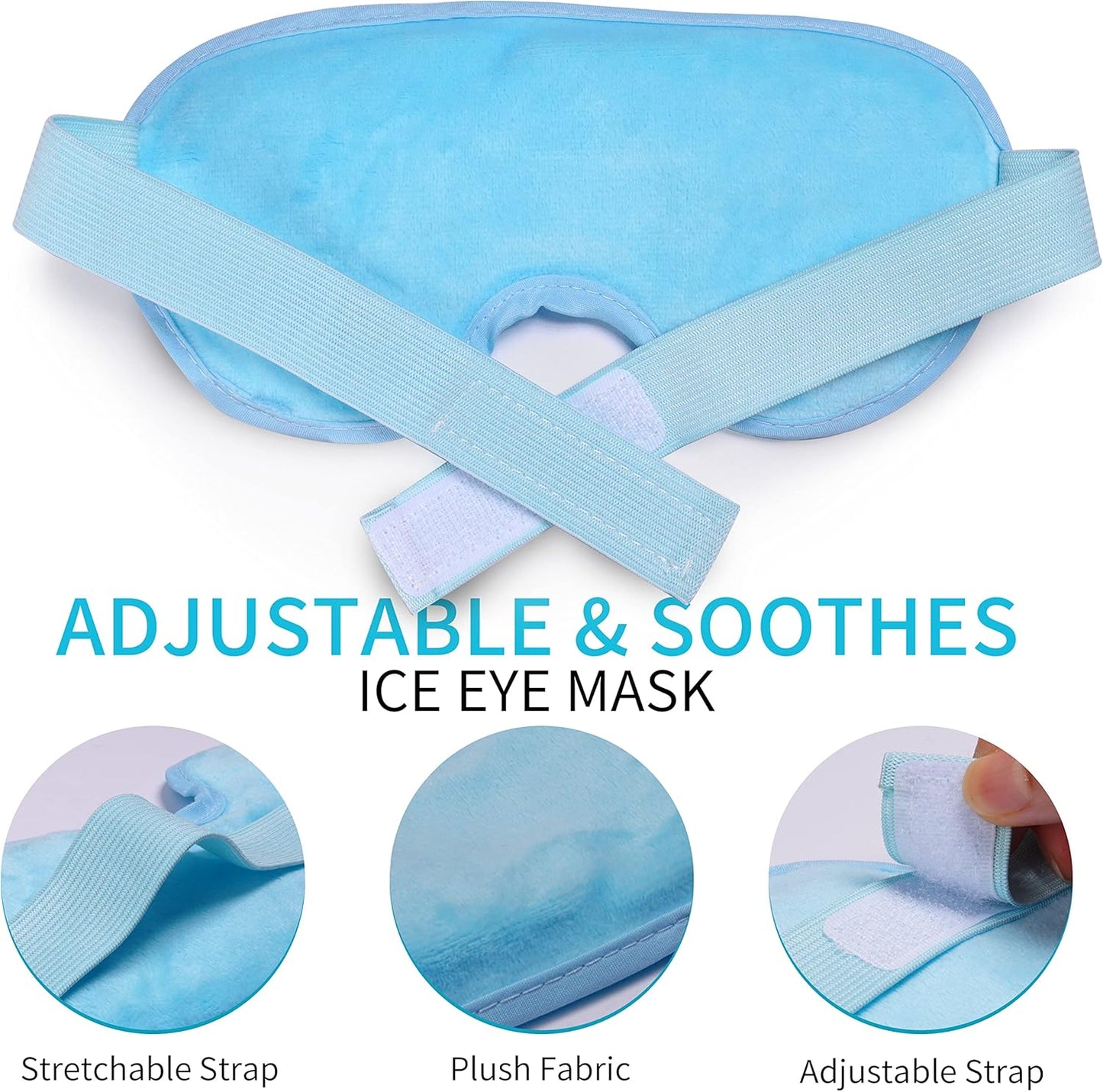 Cooling Eye Mask with Gel Bead, Reusable Cold Compress Ice Pack Sleeping Eye Cooling Pads for after Eyelid Surgery, Puffiness, Puffy Eyes, Headache, Migraine Relief(Blue)